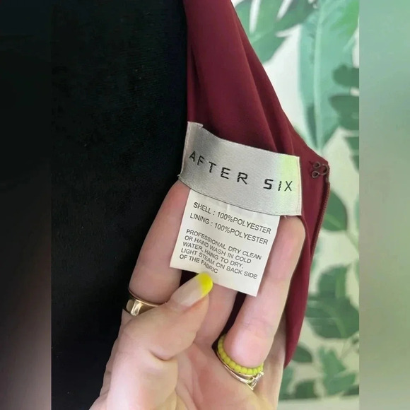 After Six Women’s Burgundy Oxblood One Shoulder Formal Gown Prom 14 NWT - Picture 8 of 9